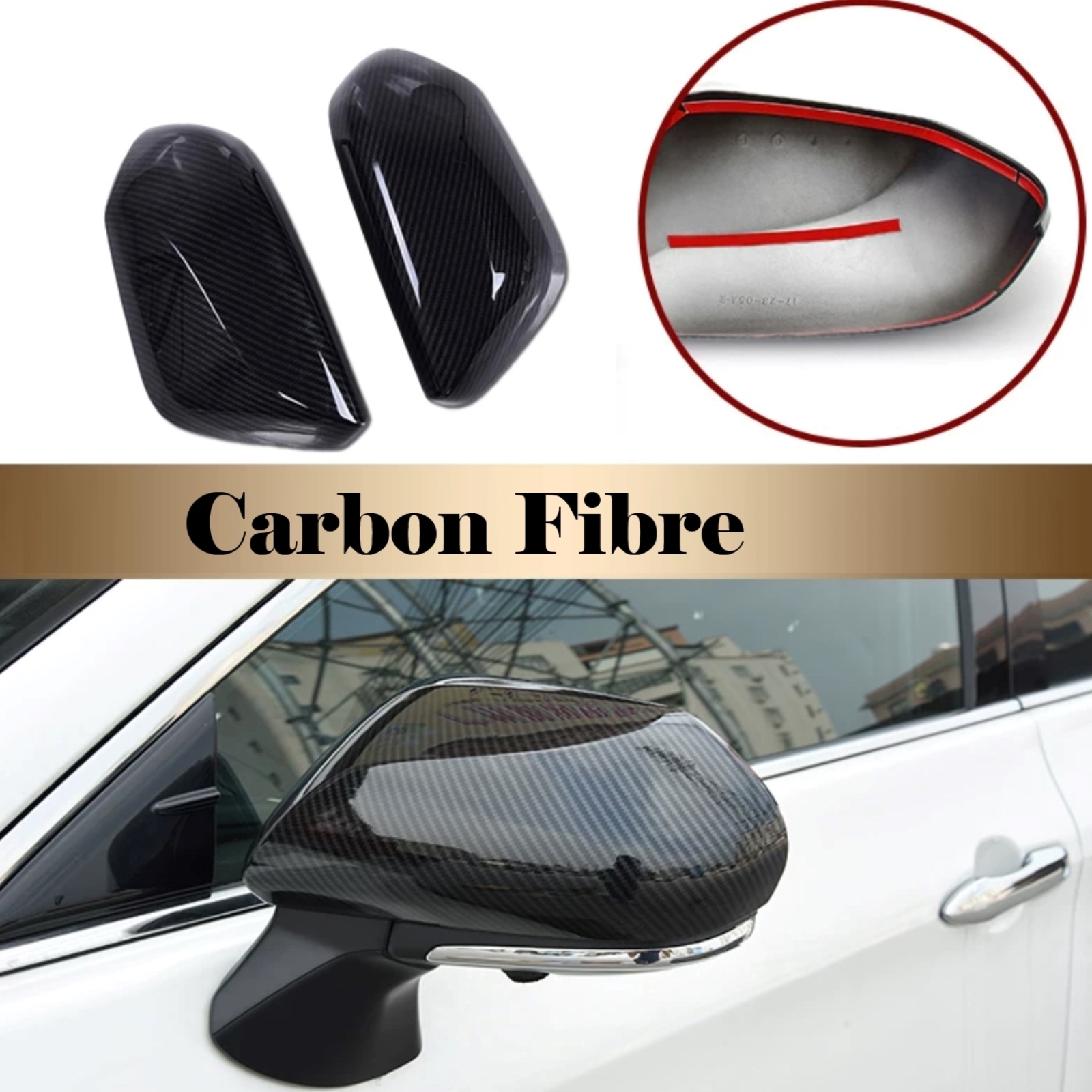 Set Coprispecchietti E Maniglie Per Porte In ABS Nero Piano Compatibile Con Toyota Camry 2018-2023