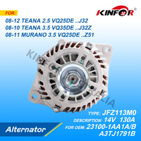 Alternator Fits Nissan 2008+ TEANA 2.5L 3.5L J32Z, 2011+ MURANO Z51 23100-1AA1A-KINFOR,2FR1B JR-JFZ113M0