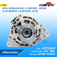 Alternator Fits Nissan 2016+ VENUCIA 1.2L,R30 23100-1HD2A-KINFOR JR-JFZ109V0