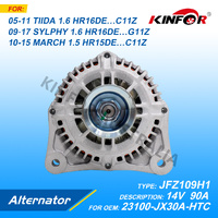 Alternator Fits Nissan 2007+ SYLPHY 1.6L G11Z, LIVINA L10Z, TIIDA C11Z, 23100-JX30A-HTC-KINFOR JR-JFZ109H1