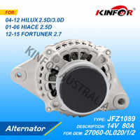 Alternator 80A For TOYOTA Hilux Diesel 2005-2015 KUN26 KUN16 1KD 2KD JFZ1089.27060-0L020.27060-0L022