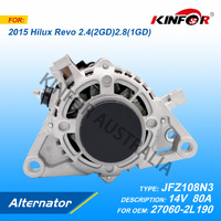 Alternator 80A Fits Hilux Diesel 2015+.GUN126.1GD.2GD.JFZ108N3.27060-0L190.27060-0L280