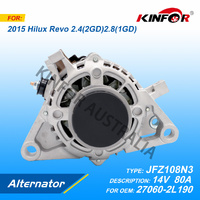 Alternator 80A For TOYOTA Hilux Diesel 2015-ON GUN126 1GD-FTV 2GD-FTV JFZ108N3 27060-0L190 27060-0L280