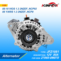 Alternator 80A 4PIN For TOYOTA Yaris 2006-2019 NCP90 NCP130 Corolla NZE140 27060-21150 27060-0M070.27060-0M040 27060-21220 27060-21151