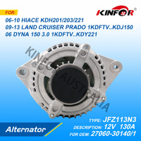 Alternator 130A 4PIN Fits Toyota 1KD 2KD Hiace Prado Hilux Diesel KDH KDJ KUN JFZ113N3 27060-30220 27060-30030 27060-30131 27060-0L210 30140 BN71457