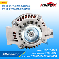 Alternator Fits Honda 2005+ 2.0L 2.4L CIVIC,CRV,RD5,RD7,Stream RN3 31100-RJJ-004-KINFOR,31100-PNC-004 JR-JFZ108M3