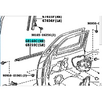 Front Door Window Seal Belt Right Fits Hiace 2005-2018 TRH KDH 68161-26040