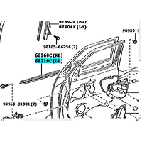 Front Door Window Seal Belt Left Fits Hiace 2005-2018 TRH KDH 68162-26040