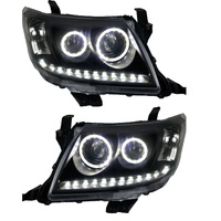 Pair Smoke LED Headlights DRL HALO Projector Angel Eyes Fit For Toyota Hilux VIGO 2011-2015